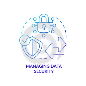 Managing data security blue gradient concept icon