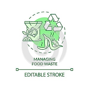 Managing food waste green concept icon