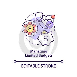 Managing limited budgets concept icon