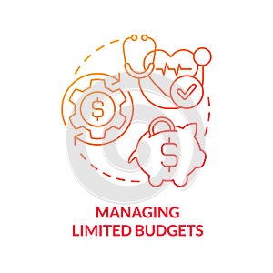 Managing limited budgets red gradient concept icon