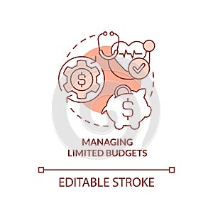 Managing limited budgets terracotta concept icon