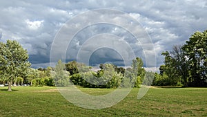 Manacing sky with trees