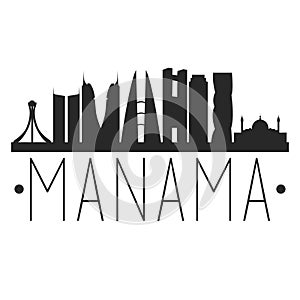 Manama Bahrain. City Skyline. Silhouette City. Design Vector. Famous Monuments.