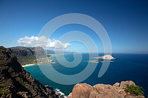 Manana Island Seabird Sanctuary as seen from Makapuu Lighthouse viewpoint on Oahu Hawaii United States