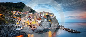 Manarola Village, Cinque Terre Coast of Italy. Manarola a beautiful small town in the province of La Spezia, Liguria, north of