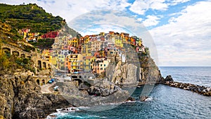 Manarola Village, Cinque Terre Coast of Italy. Manarola a beautiful small town in the province of La Spezia, Liguria, north of