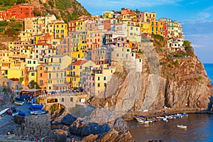 Manarola in the evening, Cinque Terre, Liguria, Italy