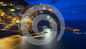 Manarola at Night, with beautiful night sky