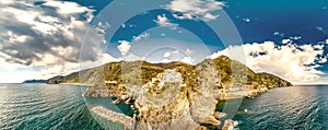 Manarola panoramic aerial view, Cinqueterre, Italy