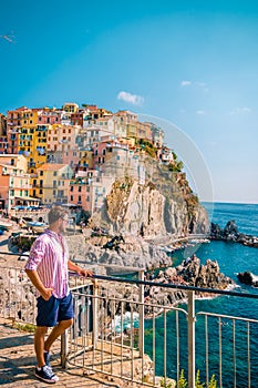 Manarola Village, Cinque Terre Coast Italy. Manarola is a beautiful small colorful town province of La Spezia, Liguria