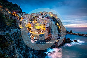 Manarola Village, Cinque Terre Coast of Italy. Manarola a beautiful small town in the province of La Spezia, Liguria, north of