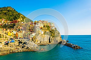 Manarola village in cinque terre region of Italy....IMAGE