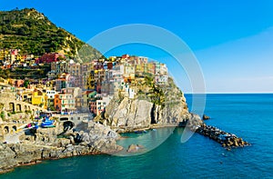 Manarola village in cinque terre region of Italy....IMAGE