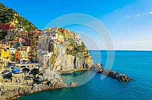 Manarola village in cinque terre region of Italy....IMAGE