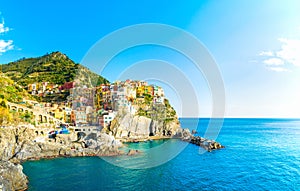 Manarola village in cinque terre region of Italy....IMAGE