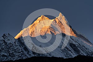 Manaslu peak at sunrise, eighth highest peak in the world in Himalayas range, Nepal