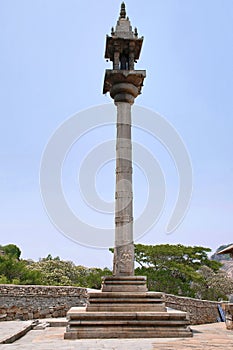 Manasthambha, Pillar in front of Parsvanatha basadi or basti, Chandragiri hill, Sravanabelgola, Karnataka.