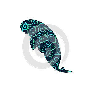 Manatee mammal sea spiral pattern color silhouette animal