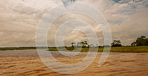 Manaus, Amazonas, Brazil: The merger of the two colored river, Rio Negro, Solimoes. Meeting, multi-colored waters do not mix, and