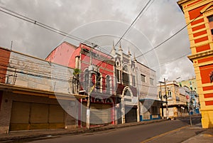 Manaus, Amazonas, Brazil: Street and houses in the port city of Manaus