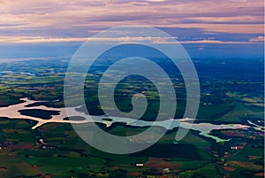 Manaus, Amazonas, Brazil: Top view of the river. Beautiful landscape from the window of the airplane