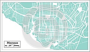 Manaus Brazil City Map in Retro Style. Outline Map