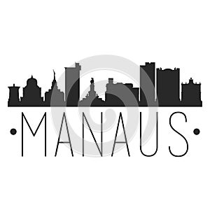 Manaus Brazil. City Skyline. Silhouette City. Design Vector. Famous Monuments.