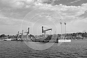 Manaus, Brazil - December 04, 2015: industru construction crane in cargo port