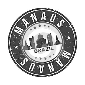 Manaus Brazil Round Stamp Icon Skyline City Design Badge Rubber.
