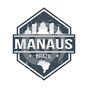 Manaus Brazil Travel Stamp Icon Skyline City Design Tourism Badge.