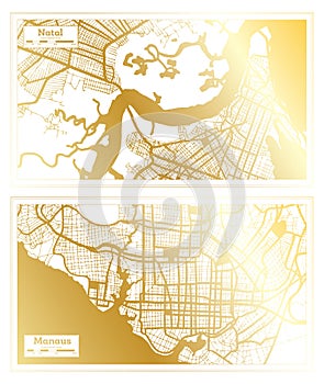 Manaus and Natal Brazil City Map Set