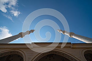 Manavgat, Turkey - August 28 2020: Central Mosque complex, Magnificent mosque Merkez Kulliye Cami