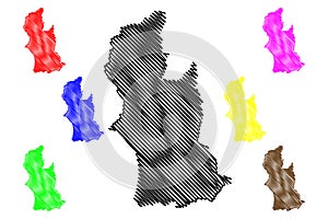 Manawatu-Wanganui Region Regions of New Zealand, North Island map vector illustration, scribble sketch Manawatu Wanganui map photo