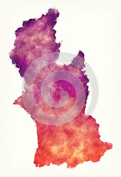 Manawatu Wanganui region watercolor map of the New Zealand in front of a white background photo