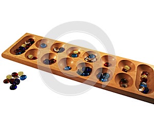 Mancala board and stones