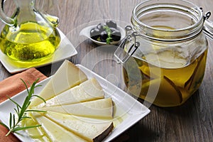 Manchego cheese in olive oil