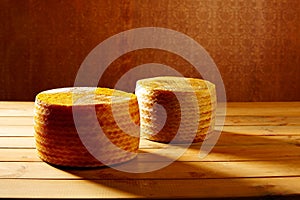 Manchego cheese from Spain in wooden table