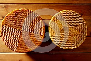 Manchego cheese from Spain in wooden table