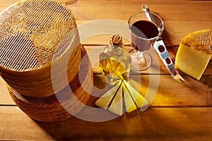 Manchego cheese from Spain in wooden table
