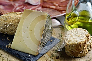 Manchego cheese and spanish cold meats photo