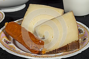 Manchego Curado cheese and sobrassada photo