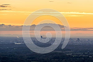 Manchester aerial view sunset photo