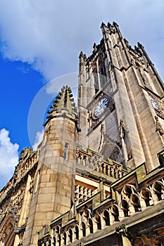 Manchester cathedral from below