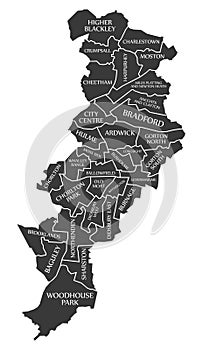 Manchester city map England UK labelled black illustration