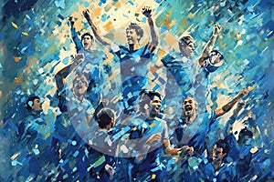 Manchester city winnning champions league illustration generative ai photo