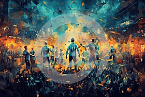 Manchester city winnning champions league illustration generative ai photo