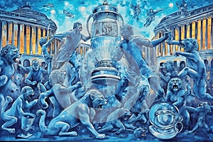 Manchester city winnning champions league illustration generative ai photo