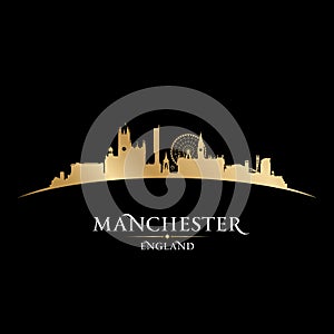 Manchester England city skyline silhouette black background