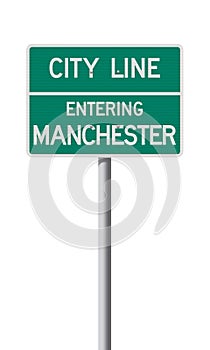 Manchester Entering City Line road sign