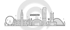 Manchester Greater England UK vector skyline line photo